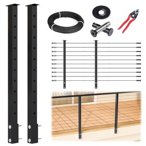 Modern Black Stainless Steel Cable Railing Tension Wire System Complete Kit