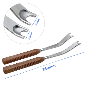 Surgical Bone Retractor Set 360mm Stainless Steel With Wooden Handle For General Surgery 30mm 22mm