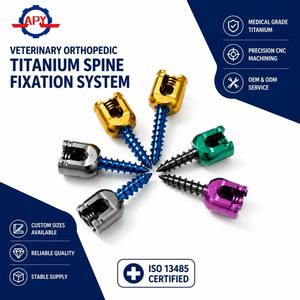 OEM Titanium Veterinary Spinal Fixation System Dynamic Flexible Pedicle Screw Polyaxial Connector Dog Cat CNC Machined